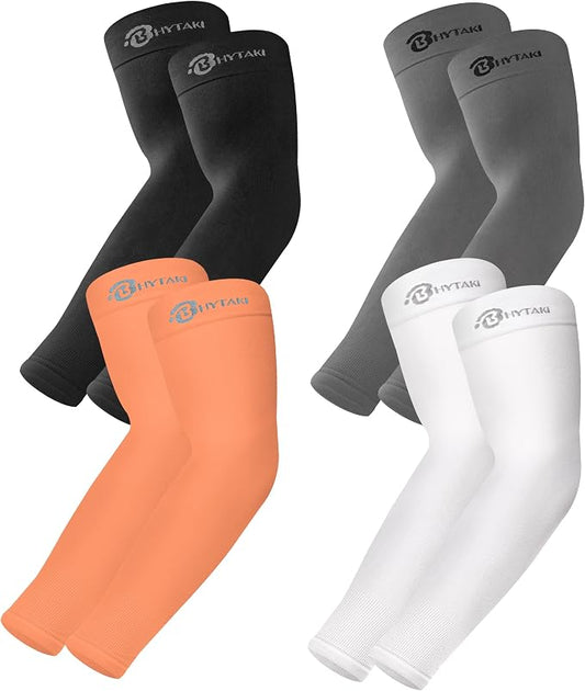 BHYTAKI UV Sun Protection Arm Sleeves, UPF 50 Sports Cooling Arm Compression Sleeves for Men Women Teenager