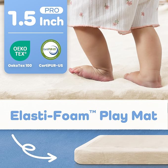 1.5" Thick Baby Play Mat for Floor,39x59 Memory Foam Tummy Time Mat | Ultra Soft Playmat for Baby,Tummy Time Foam Mats,Cushioned for Infant,Kids and Toddler Crawling,Easy Care