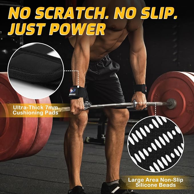 2 in 1 Non-Slip Weightlifting Wrist Strap with Double Triangle Rings | Gym Cuffs with Neoprene Padded for Weightlifting Weight Lifting, Cable Machine, Deadlift, Pull-Ups, Workout Powerlifting