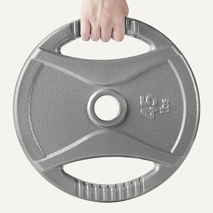 Amazon Basics 2-Inch Olympic Grip Weight Plates, Cast Iron, for Powerlifting, CrossFit & Strength Training