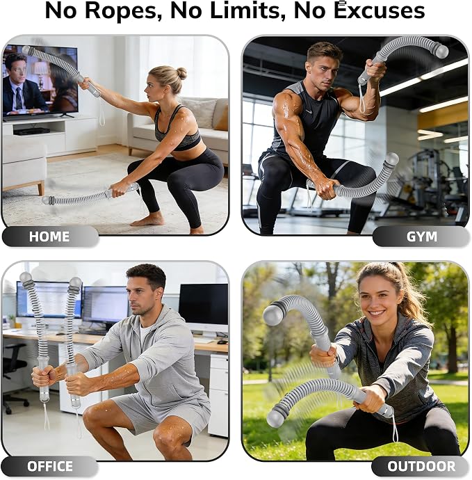 Upgrade Weighted Ropeless Battle Ropes, Adjustable Cordless Battle Rope – Portable Battle Ropes for Home Gym Workout, HIIT & Cardio Full Body Training Exercise Rope for Strength Training Men & Women