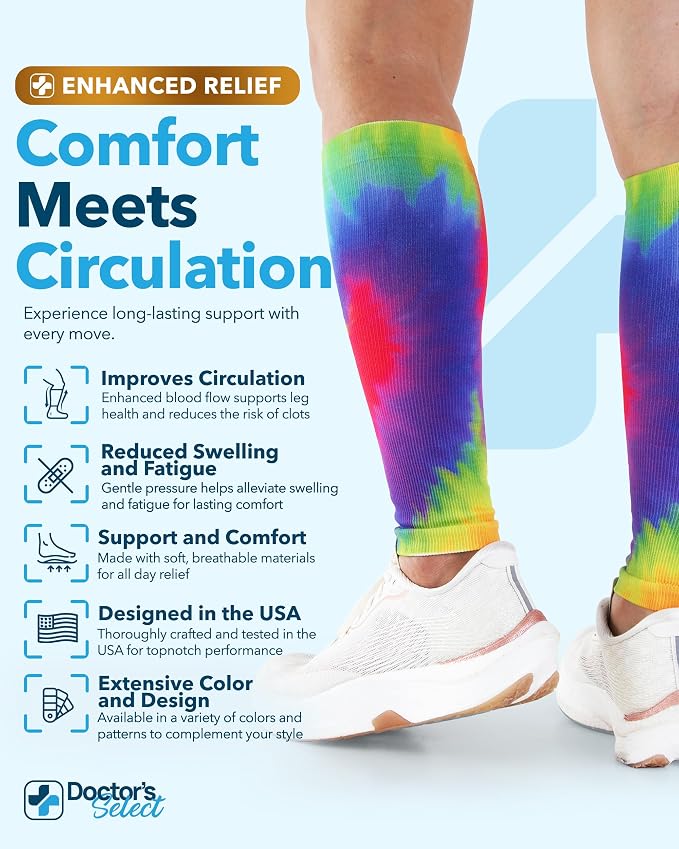 Doctor's Select 2 Pairs Copper Calf Compression Sleeve - Leg Compression Sleeves for Women & Men, Shin Splint Relief