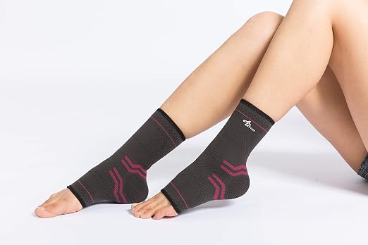 ABIRAM Ankle Brace for Men & Women - Adjustable Compression Sleeve with Wrap, Stability Support & Relief for Sprained Ankle, Plantar Fasciitis & Achilles Tendonitis - Breathable Running & Sports Gear