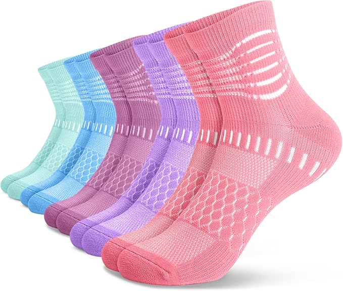 IRAMY Ankle Compression Socks for Women Men Plantar Fasciitis Relief 3/5 Pairs Cushioned Athletic Running Socks