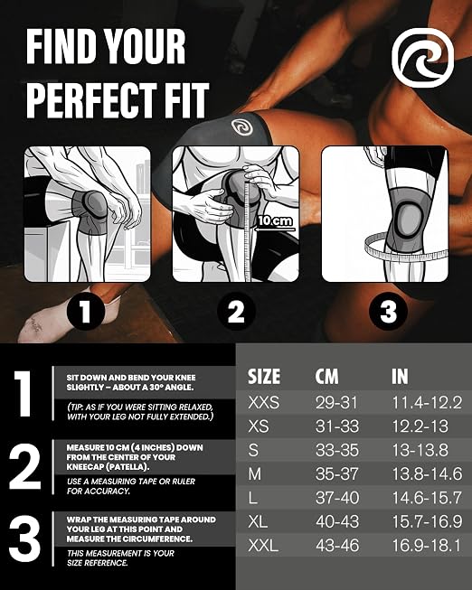 Rehband RX Knee Support for Strength Training & Fitness - 7mm Neoprene Knee Sleeve, Flexible & Non-Slip, Knee Sleeve for Men & Women, Colour:Black - 1 Pair, Size:XX-Small