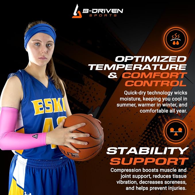 Pro-Fit Compression Arm Sleeve for Men, Women & Youth, Volleyball Baseball Basketball Weightlifting - Single