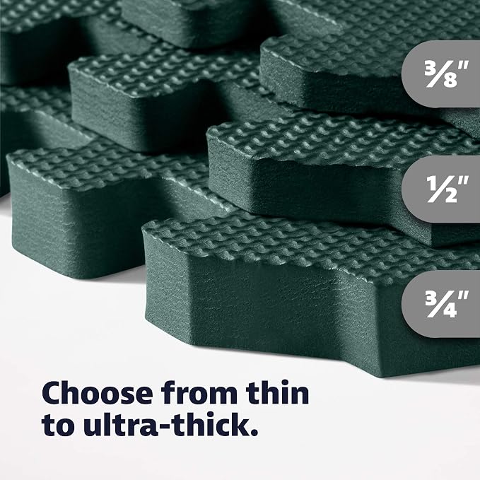 We Sell Mats 1/2 Inch Thickness Multipurpose EVA Foam Floor Tiles, Interlocking Floor Mat for Indoor Gym and Home Use, 24 in x 24 in, Hunter Green, 48 Square Feet (12 Tiles)