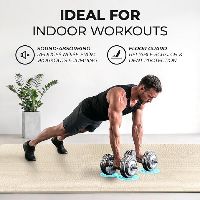 bemaxx Gym Mats Set - 48 pcs EVA Interlocking Foam Floor Tiles (24.4"x24.4"x0.4") 192 sqft Protective Gym Flooring Sports Home Workout Exercise Mats Puzzle Garage Fitness Play-Room Pool Treadmill Bike