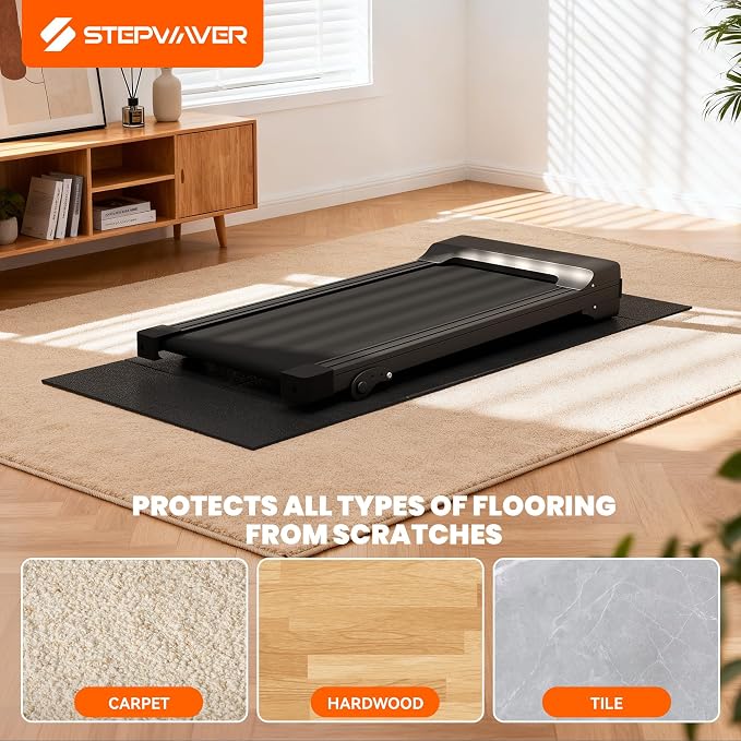 Stepwaver Walking Pad Mat, Treadmill Mat for Carpet & Hardwood Floors | High Density, 1/4 Thickness, Foldable, Floor Protection for Bike, Elliptical, Treadmill, Walking Pad