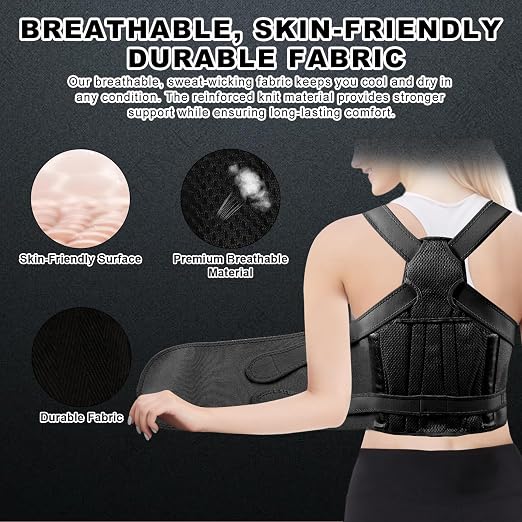 Back Brace Posture Corrector for Women and Men, Adjustable Shoulder Straightener Full Lumbar Support Belt, Upper and Lower Back Pain Relief, Scoliosis Hunchback Hump Thoracic Spine Corrector (Black M)