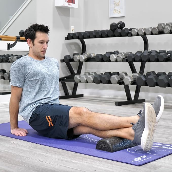 OPTP AXIS Firm Density Foam Roller – Half-Round, Black, 12" X 3" | High density firm foam roller for physical therapy, yoga, Pilates, fitness exercise & sports training, Heat-molded EPP foam
