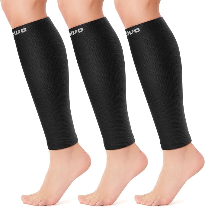 CAMBIVO Calf Compression Sleeve for Shin Splints & Running Support-3 Pairs | Leg sleeves for men & women, 15-20mmHg footless compression socks for gym & recovery, varicose veins