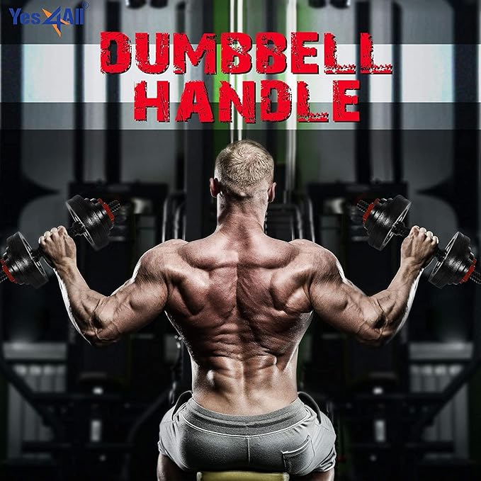 Yes4All Threaded Dumbbell Handles, Adjustable Dumbbell Bar Pair, 14/16/18/24-Inch Sizes, Fits 1" or 1.15" Plates, Non-Slip Grip, Secure Star-Lock Collars