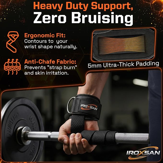 Weight Lifting Straps with D Ring, Wrist Straps for Deadlifting, IROXSAN