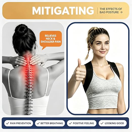Posture Corrector for Women and Men, Adjustable Upper Back Brace, Breathable Back Support Straightener, Providing Pain Relief from Lumbar, Neck, Shoulder, and Clavicle. (2)