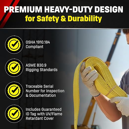 DD Sling (USA Made). 2" wide X (4' to 20' lengths) in Listing! 2 Ply Twisted Eye, Nylon Lifting Slings, Eye & Eye, Heavy Duty (900 webbing), 6,400 lbs Vertical, 5,100 Choker, 12,800 Basket Load Capacity (2inX12ft)