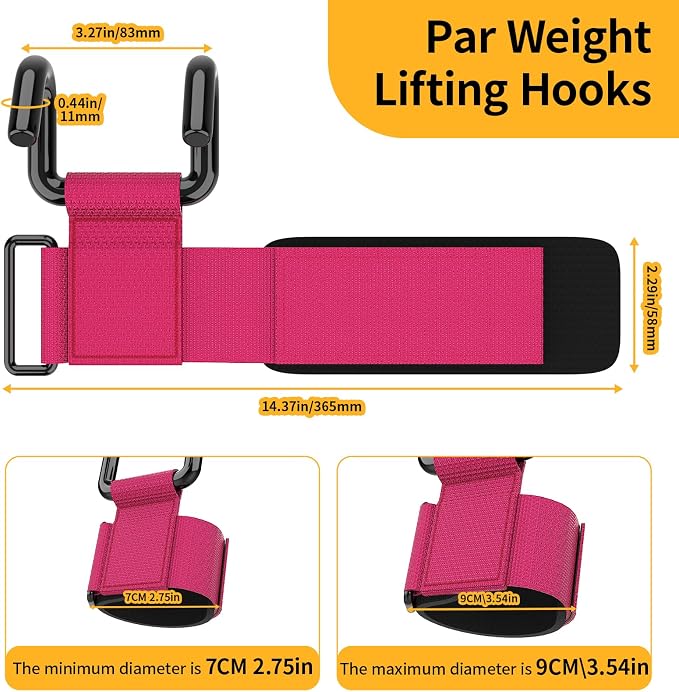GPANDAG Weight Lifting Hooks for Men and Women (Pair) | 330 LB Heavy Duty Gym Lifting Wrist Strap Hook for Deadlifts, Pull-Ups, Strength Training, 0.4inch Grip Weightlifting Hooks