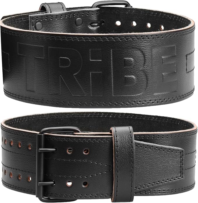 5mm Genuine Leather Weight Lifting Belt for Squats and Deadlifts | 4-inch lumbar support, two-prong buckle, double-layer construction, comfortable adjustable fit for heavy lifts