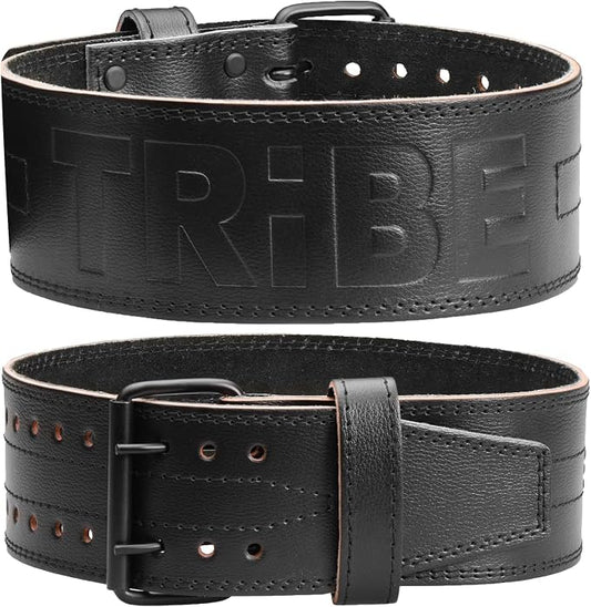 5mm Genuine Leather Weight Lifting Belt for Squats and Deadlifts | 4-inch lumbar support, two-prong buckle, double-layer construction, comfortable adjustable fit for heavy lifts