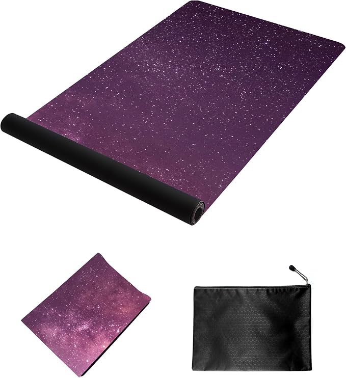 nuveti Printed Travel Yoga Mat 1/16 Inch Thick Non Slip Fitness Workout Mat | with Carrying Bag, Foldable Lightweight Suede & Natural Rubber Yoga Mat for Yoga Pilates and Fitness 72" L x 24" W x 1.5mm