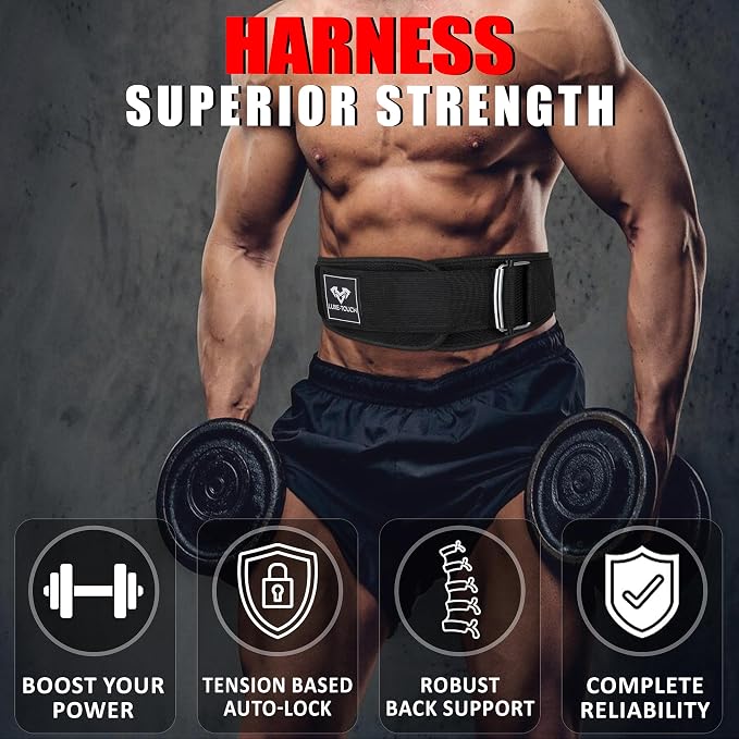 6" Auto lock Breathable Weightlifting Belt, Weight Lifting Back Support, Workout Back Support for Lifting, Fitness, Cross Training and Powerlifting. Gym Belt for Squats, Deadlift for Men & Women