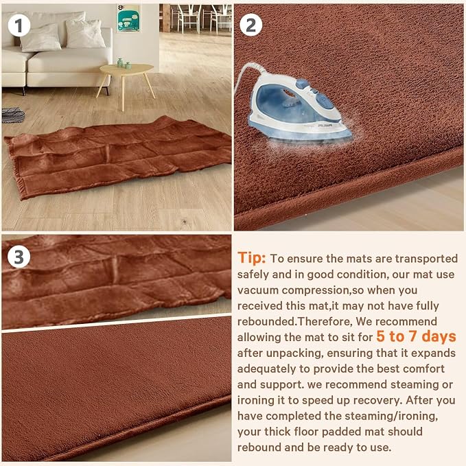 Baby Play Mat for Floor,Ultra Thick Elastic Foam 50"x50" Playmat Tummy Time Muscle Crawling Exercise Activity Cushion Gym Mat Nursery Playroom Area Kids Rug for Babies, Toddlers,Infants,Brick Red