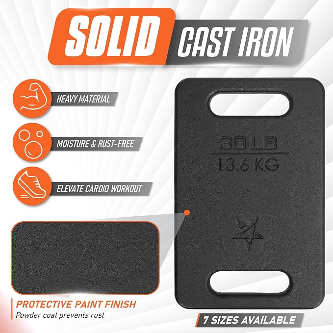 Yes4All Cast Iron Rucking Weight for Backpack, Training Weight Plate with Ergonomic Rounded Handle, Protective Glossy Finish for Weighted Walking, Hiking, Rucking, Resistance Workout
