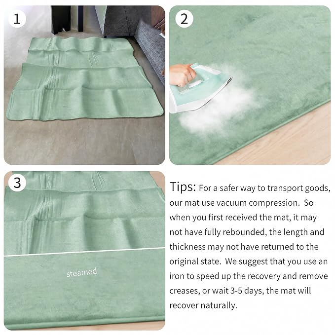Huloo Sleep Baby Play Mat for Floor,1.3" Thick Memory Foam Tummy Time Mat,Soft Coral Velvet Nursery Rug,Extra Large Non Slip Crawling Mats for Living Room(Sage Green)