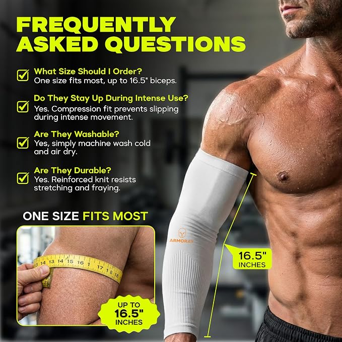 ARMORAY Arm Sleeves for Men and Women - UV Sun Protection Cooling Compression - Tattoo Cover Up Sleeve for Daily Wear & Work