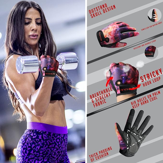Full Finger Workout Gloves Women Men - Weight Lifting Gloves Full Palm Grip | Grip Gloves for Gym, Fitness, Exercise, Weightlifting, Rowing, Dumbbells, Kettlebell, Cycling, Driving, Biking, Womens Work