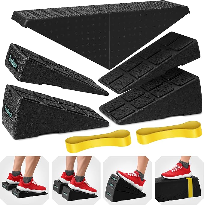 Squat Wedge Block Set of 3/5 - 960 LBS Capacity - Slant Board for Calf Stretching with 5 Stackable Angles - Calf Stretcher Slant Board - Workout Equipment - EPP Material for Exercise Equipment & Physical Therapy