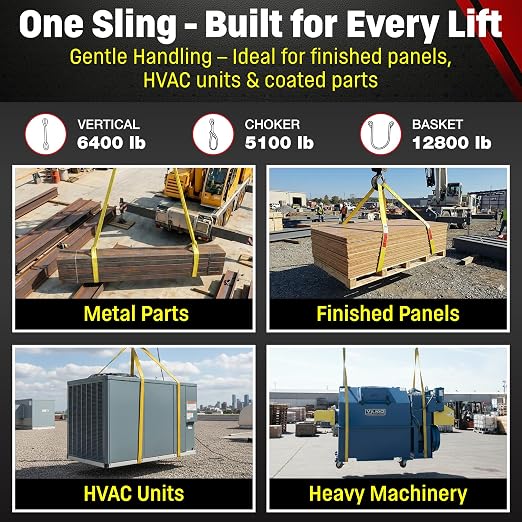 DD Sling (USA Made). 2" wide X (4' to 20' lengths) in Listing! 2 Ply Twisted Eye, Nylon Lifting Slings, Eye & Eye, Heavy Duty (900 webbing), 6,400 lbs Vertical, 5,100 Choker, 12,800 Basket Load Capacity (2inX8ft)