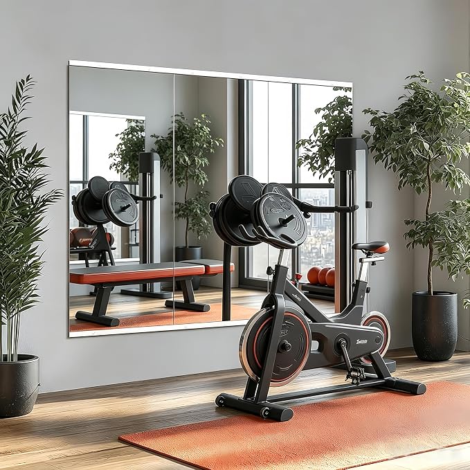 Home Gym Mirror 48"x24" 2-Pack, Thick HD Explosion-Proof Tempered Glass, Frameless Full Body Wall Mount Mirror for Yoga Garage Bedroom