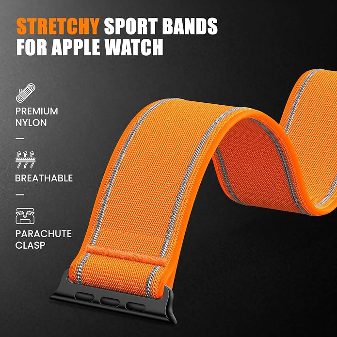 Elastic Sport Band for Apple Watch Ultra 3/2/1 Bands 49mm 46mm 45mm 44mm 42mm 41mm 40mm 38mm Men Women, Adjustable Parachute Buckle Nylon Fabric Wristband for iWatch Series 11 10 SE 9 8 7 6 5 4 3