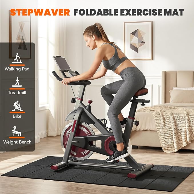 Stepwaver Walking Pad Mat, 68"x24", Treadmill Mat for Hardwood Floors | High Density, 1/4 Thickness, Foldable, Floor Protection for Bike, Elliptical, Treadmill, Walking Pad
