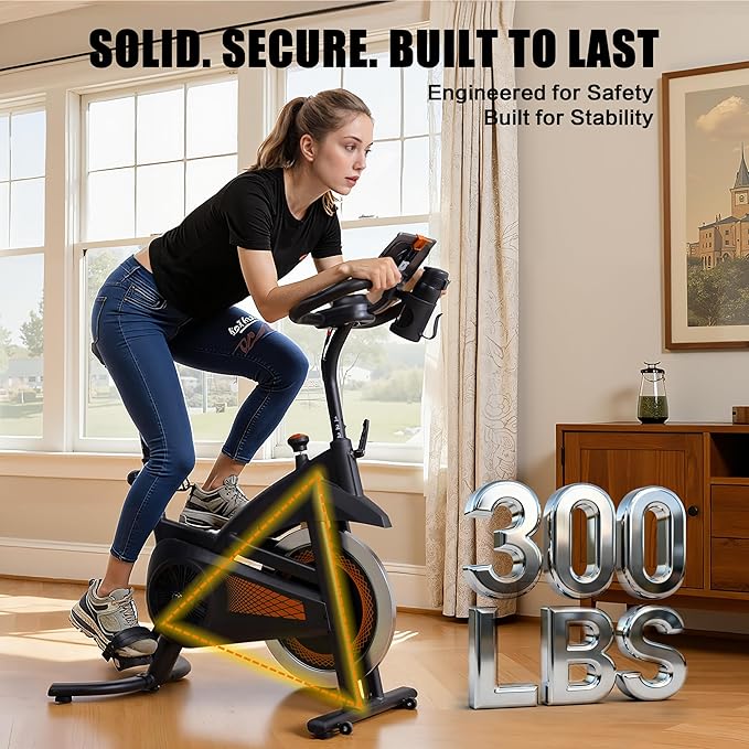 Exercise Bike Stationary Bike Indoor Cycling Bicycle for Home Gym Spinning Bike 300 lbs Weight Capacity Adjustable Seat/Handlebar for Office Cardio Workout