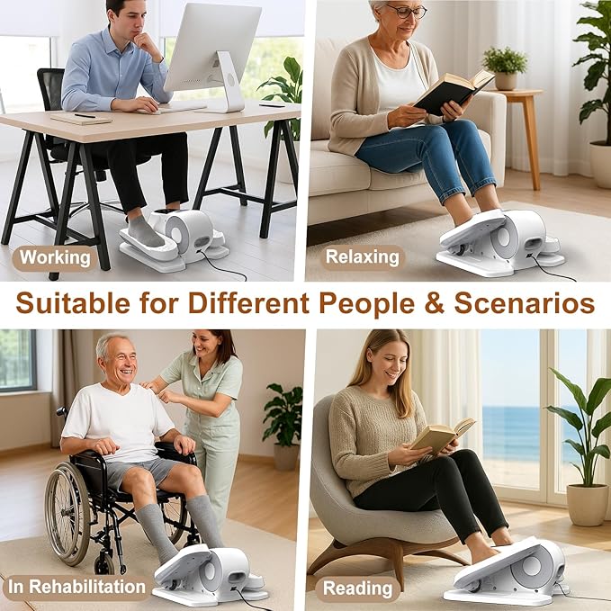 Under Desk Elliptical for Office Pedal Exerciser Electric 12-Speeds | VIVURN 5 Modes Quiet Leg Exerciser While Sitting for Seniors As Seen on TV Manual & Auto Mode for Home Gift for Mom and Dad