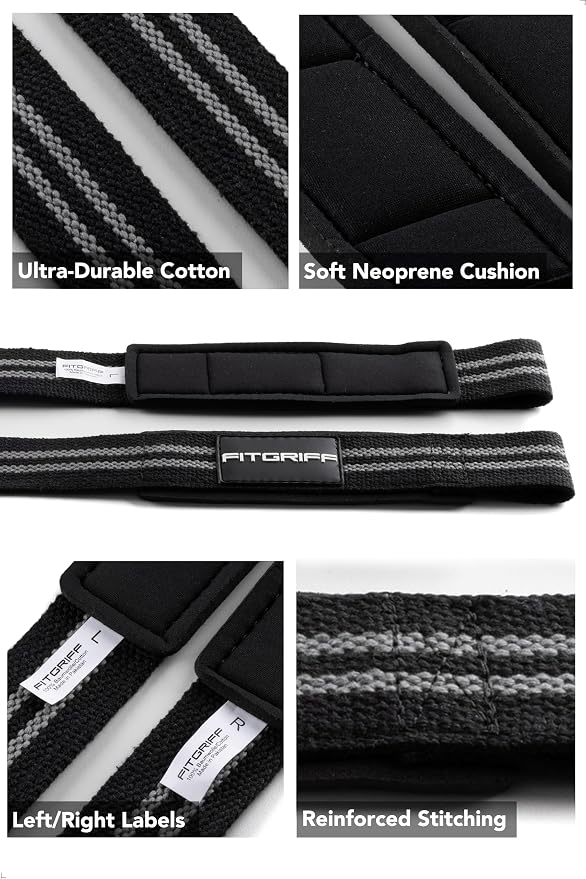 Fitgriff® Lifting Wrist Straps for Weightlifting, Gym, Deadlift, Workout (Made of Premium Cotton & Padded) - Men & Women