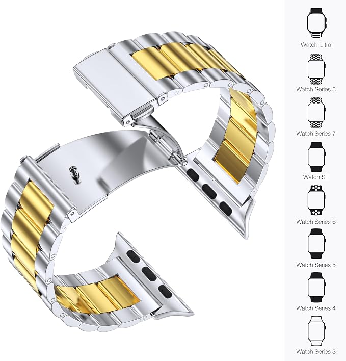 EPULY Metal Band Compatible with Apple Watch Bands for Men 42/44/45/46/49mm | Stainless Steel Strap Suitable for Business Setting & Everyday Wear, Fits iWatch Bands Series 11 10 9 8 7 6 5 4 SE/Ultra3 2 1