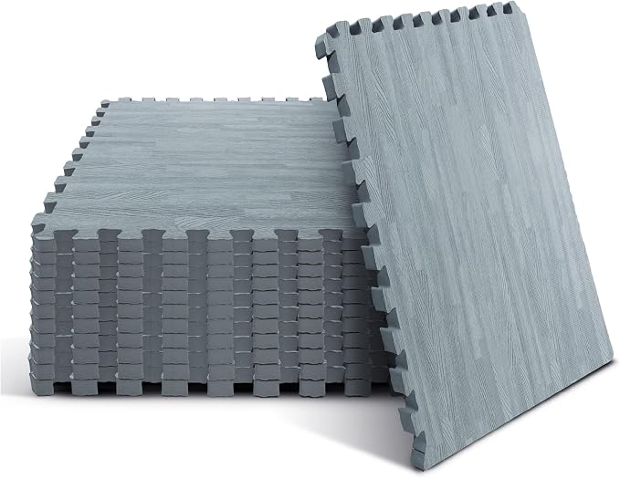 Yes4All EVA Interlocking Mats, Puzzle Floor Tiles, Foam Floor Padding with Border for Furniture, Home Space, Living Room, Garage