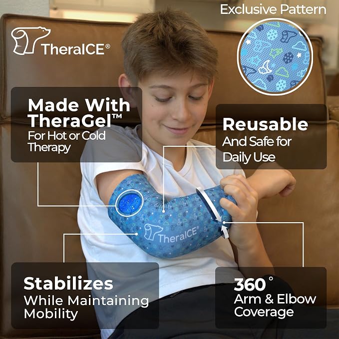 TheraICE Elbow Ice Pack Wrap, Compression Sleeve (X-Small) | Forearm & Arm Ice Sleeve for Bursitis, Tendonitis Relief, Reusable Cold Pack