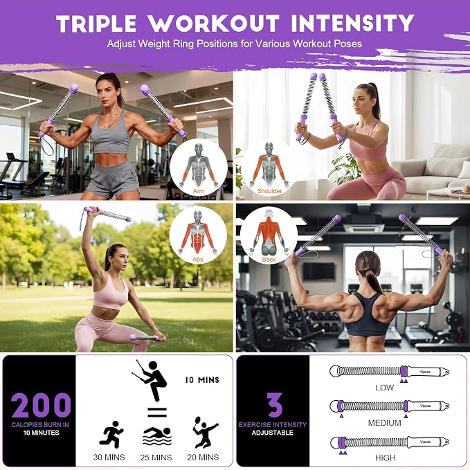 Adjustable Weights Cordless Battle Ropes,Portable Ropeless Battle Ropes for Home Gym with Storage Bag, Weighted Exercise Equipment for Low-Impact Workout, Strength & HIIT, for Men & Women