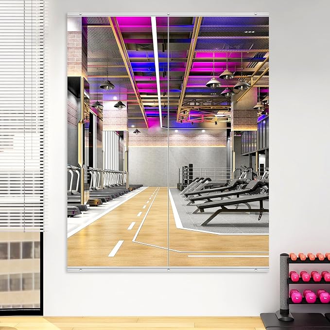 Home Gym Mirror,2 Pack Large 59.8x25.2 Inch Frameless Tempered Glass Wall Mirror, Full Body Workout and Decorative Mirrors for Home Gym, Yoga, Dance Studio, Garage, Exercise Room