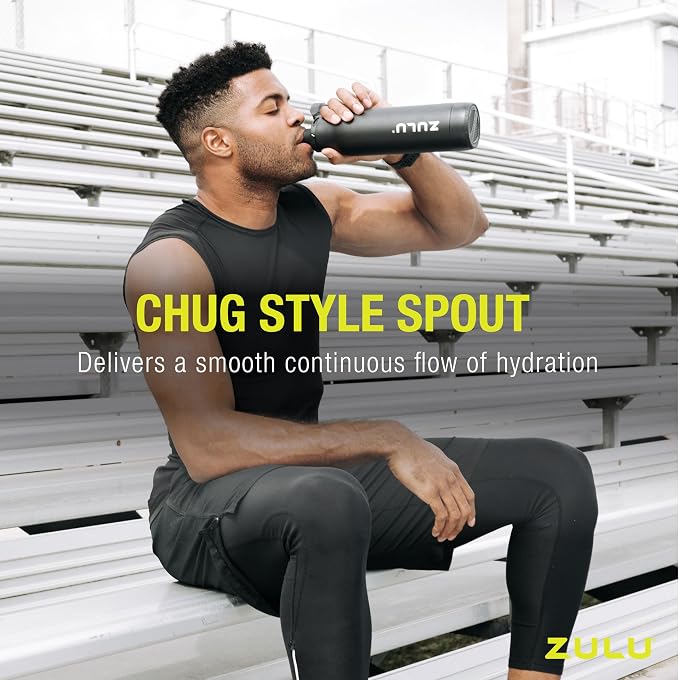 ZULU Ace 24oz Insulated Stainless Steel Water Bottle, Chug Spout, Yucca | Leakproof water bottle keeps drinks cold for hours. BPA-free, locking lid, sip or chug, perfect for gym, travel, and school.