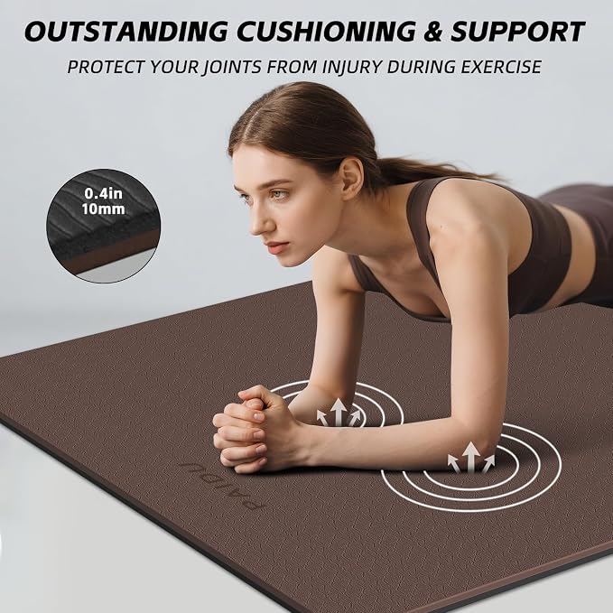 PAIDU Extra Long Wide Yoga Mat, （10mm） Thick Non-Slip Exercise Mat 76"x33" | large mat, ideal for yoga, Pilates & home gym, with non-slip grip & cushioning for all exercises.