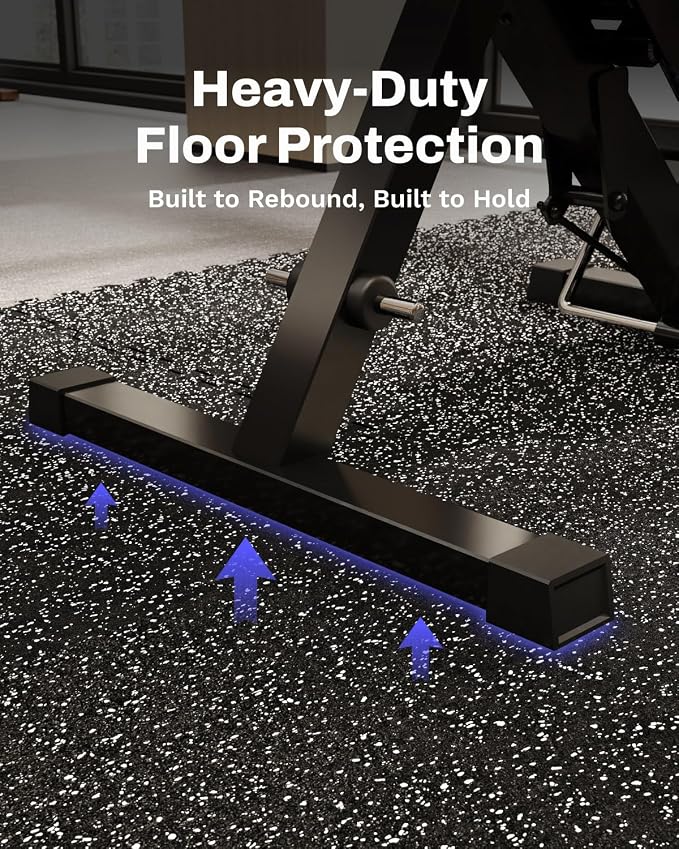AIRHOP 0.79'' Extra-Thick 96 Sq Ft Rubber Top Gym Flooring for Home Gym | 24 Tiles, High Density EVA Foam, Waterproof & Non-Slip Rubber, Interlocking Puzzle Mats, Heavy Duty Floor Protection, 24"x24"