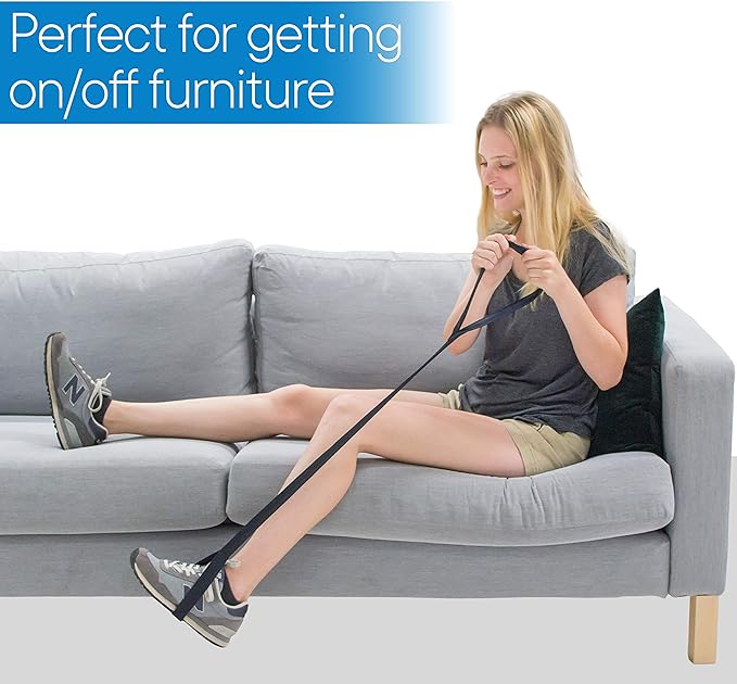 RMS Premium Leg Lifter with Hand Strap and Foot Loop, 42 Inch | Leg Lifter Strap, Helps lift a weak leg into bed, a wheelchair, chair or car without reaching down or using your hands