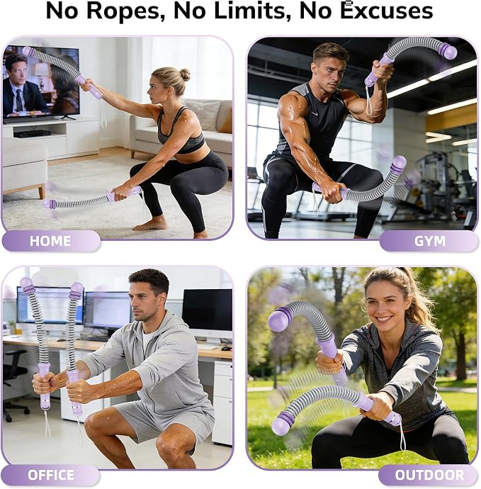 Upgrade Weighted Ropeless Battle Ropes, Adjustable Cordless Battle Rope – Portable Battle Ropes for Home Gym Workout, HIIT & Cardio Full Body Training Exercise Rope for Strength Training Men & Women