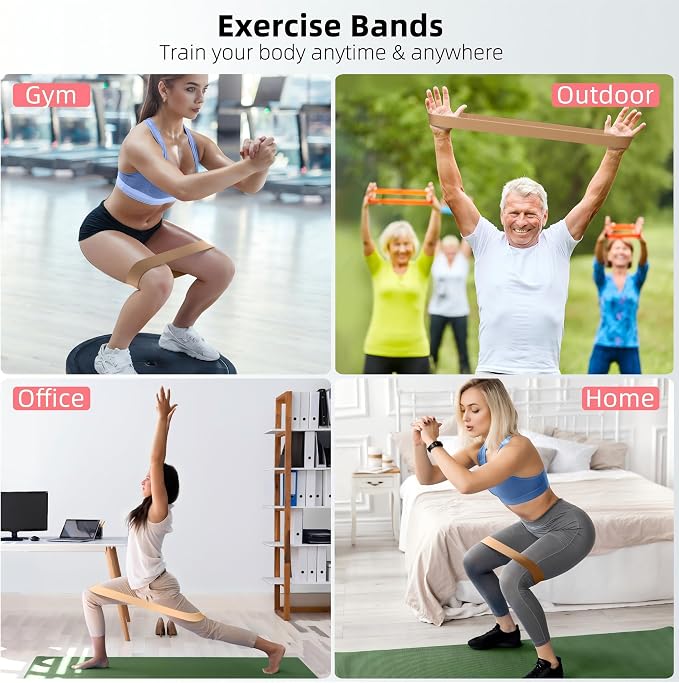 Resistance Bands for Working Out, 5-Pack Elastic Exercise Bands for Strength Training, Stretching, Workout; Home Gym Equipment for Women Men, Pilates Yoga Physical Therapy, Leg Glute Arm Exercise Kit