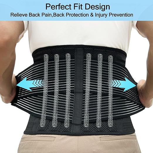 Back Brace for Women and Men,Back Support Belt Relieve Lower Back Pain, Lower Back Brace with 8 Reinforce Bones,Scoliosis, Sciatica,Herniated Disc 04 Black-S